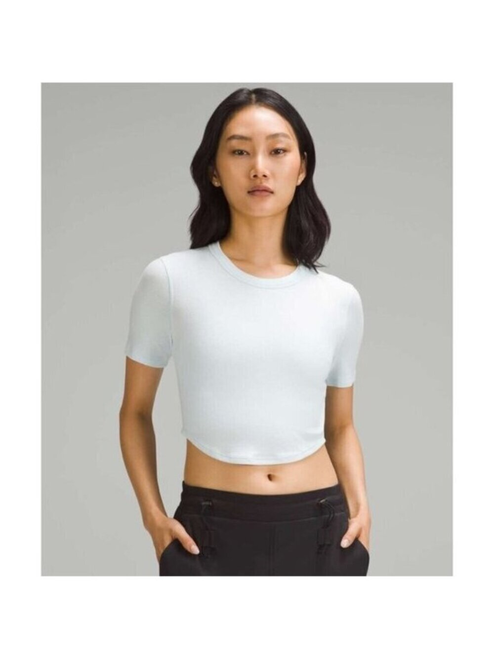 Lululemon Hold Tight Cropped T-Shirt Size 2 Ribbed Cotton Blend Womens Athletic